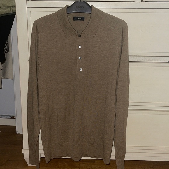 Theory Men’s Wool Long Sleeve polo